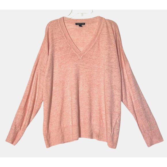 Eileen Fisher Tops - Eileen Fisher 100% Organic Linen Peach Melange V Neck Sweater Tunic Top